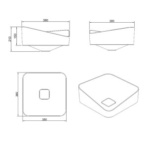 Cuba De Sobrepor Quaza 38x38x15cm Branco Acetinado - Badenza