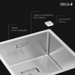 Cuba Para Cozinha Quadrada Wish Inox 45x45cm - Deca