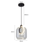 PENDENTE LED RUZO - CRISTAL E PRETO