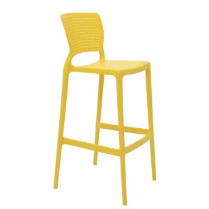 Cadeira Tramontina Safira Alta Bar em Polipropileno e Fibra de Vidro Amarelo